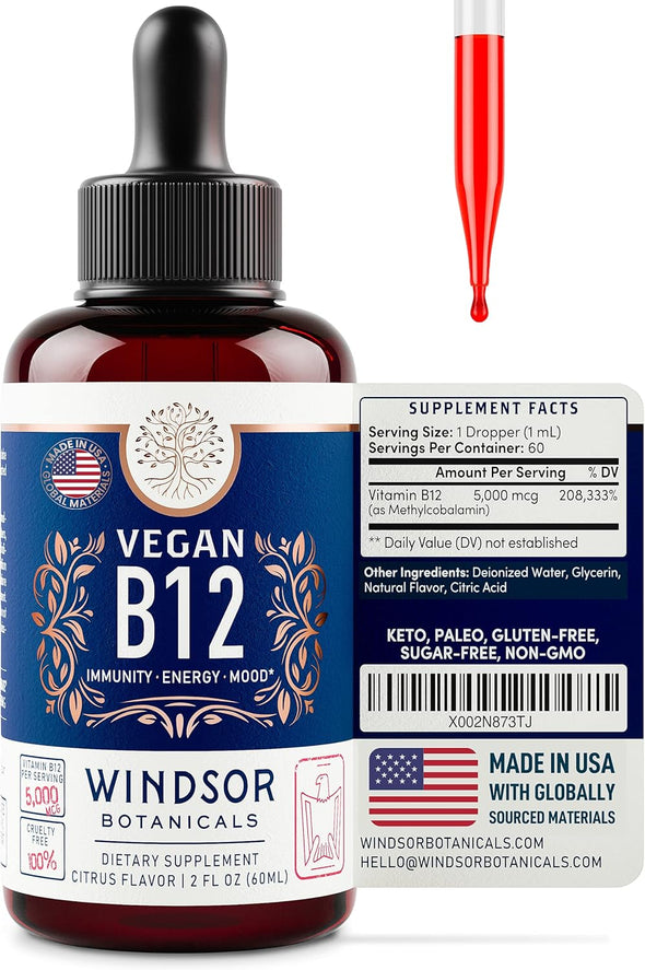 Windsor Botanicals Appetite Suppressant and Vegan B12 Liquid Bundle