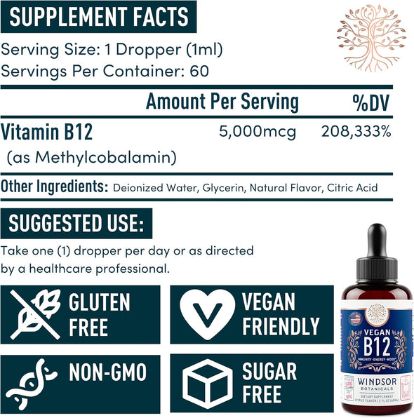 Windsor Botanicals Appetite Suppressant and Vegan B12 Liquid Bundle